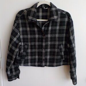 Divided (H&M) Jacket - Small - Cropped - Button - Black White Plaid  (495)